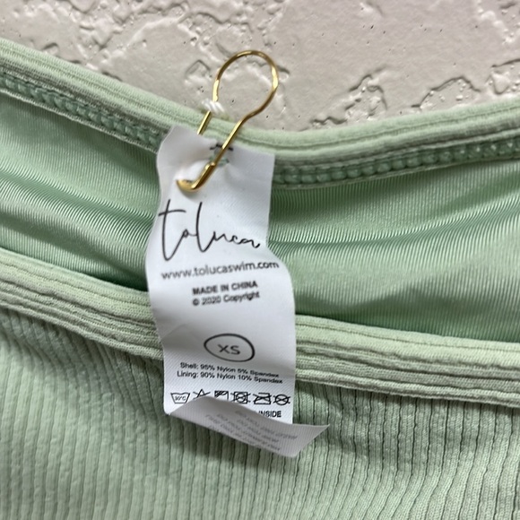 NEW Toluca Swim Simone Hybrid Ribbed Cheeky Bottoms in Midi Eucalyptus XS - Picture 5 of 9